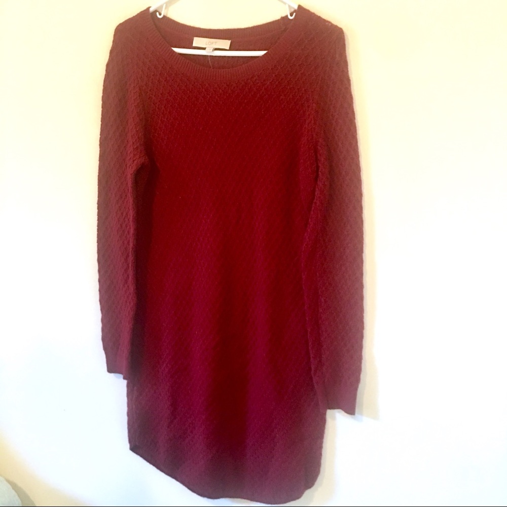NWT LOFT Red Sweater Tunic Dress Cotton Blend